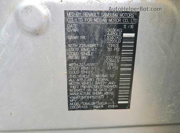 KNMAT2MTXHP525307 2017 NISSAN ROGUE Silver 