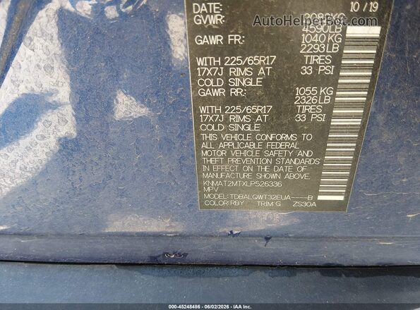KNMAT2MTXLP526336 2020 NISSAN ROGUE Blue 