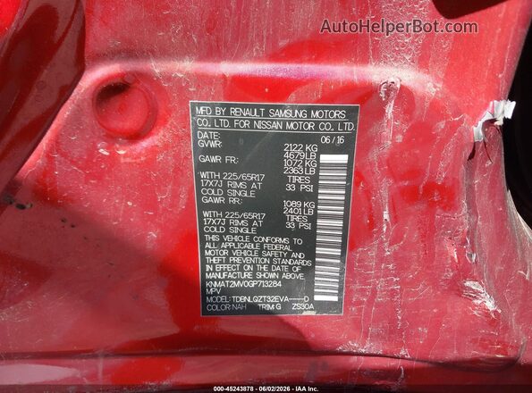 KNMAT2MV0GP713284 2016 NISSAN ROGUE Red Engine compartment view