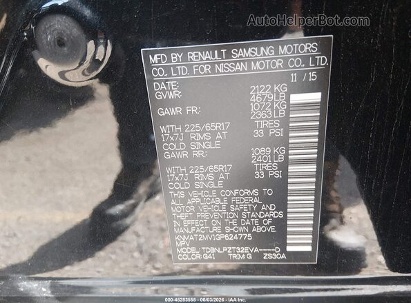 KNMAT2MV1GP624775 2016 NISSAN ROGUE Black Engine compartment view