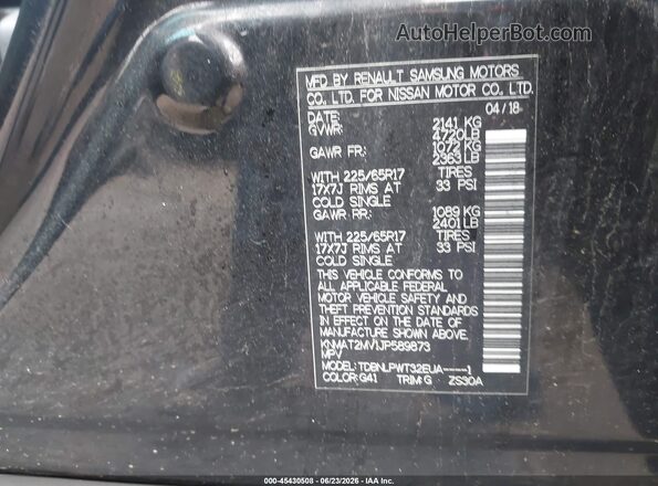KNMAT2MV1JP589873 2018 NISSAN ROGUE Black Շարժիչի բաժամունքի տեսք