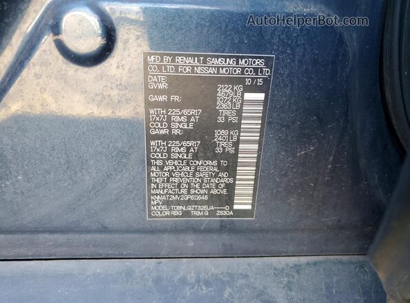 KNMAT2MV2GP611646 2016 NISSAN ROGUE Blue 