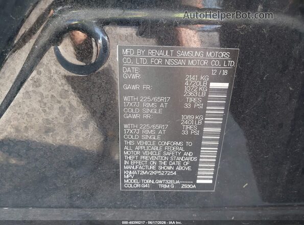 KNMAT2MV2KP527254 2019 NISSAN ROGUE Black Engine compartment view