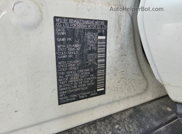 KNMAT2MV3GP675226 2016 NISSAN ROGUE White Engine compartment view