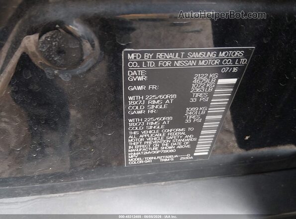 KNMAT2MV3GP719080 2016 NISSAN ROGUE Black Widok komory silnika
