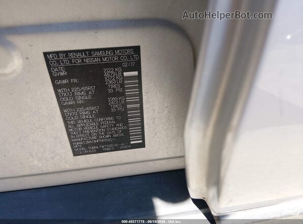 KNMAT2MV3HP563141 2017 NISSAN ROGUE Silver ძრავის განყოფილების ხედი