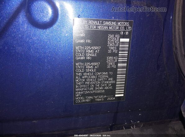 KNMAT2MV3JP558558 2018 NISSAN ROGUE Blue Engine compartment view