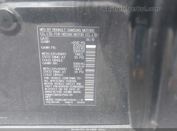 KNMAT2MV3LP502719 2020 NISSAN ROGUE Black Вид підкапотного простору