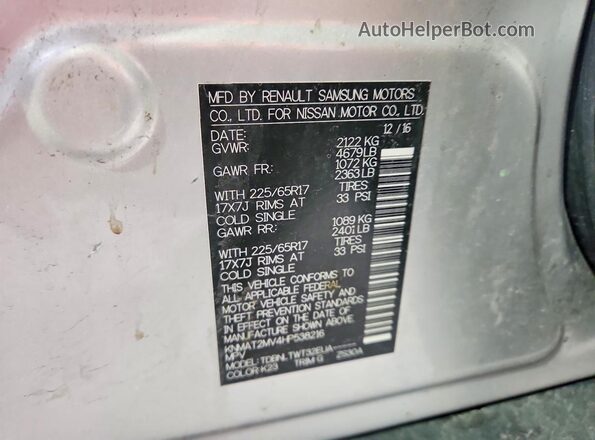 KNMAT2MV4HP538216 2017 NISSAN ROGUE Silver 