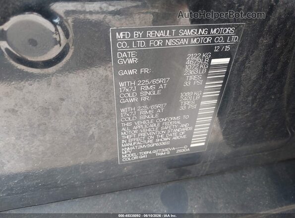 KNMAT2MV5GP633611 2016 NISSAN ROGUE Black Widok komory silnika