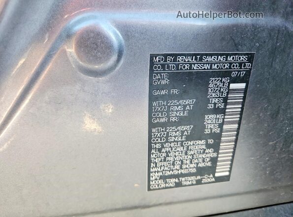 KNMAT2MV5HP611755 2017 NISSAN ROGUE Gray 