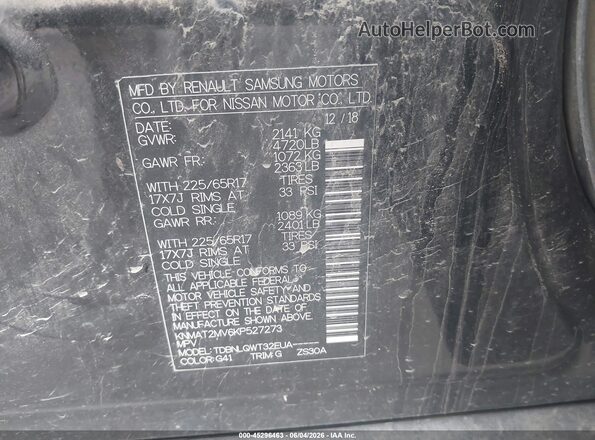 KNMAT2MV6KP527273 2019 NISSAN ROGUE Black Շարժիչի բաժամունքի տեսք