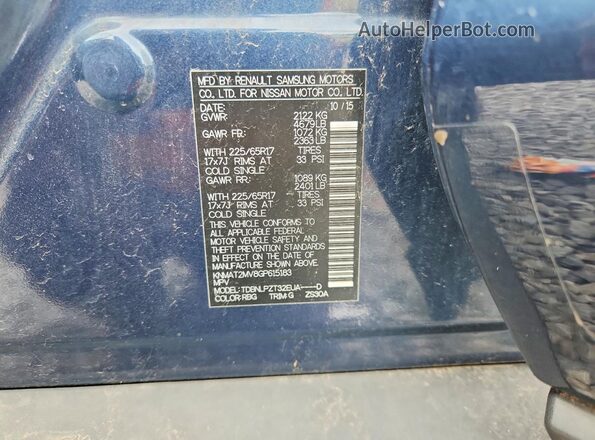 KNMAT2MV8GP615183 2016 NISSAN ROGUE Синий Вид подкапотного пространства