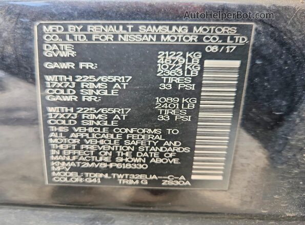 KNMAT2MV8HP618330 2017 NISSAN ROGUE Black 