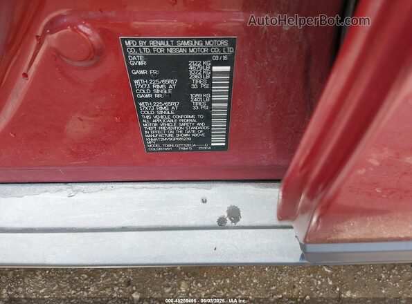 KNMAT2MV9GP681239 2016 NISSAN ROGUE Red Engine compartment view