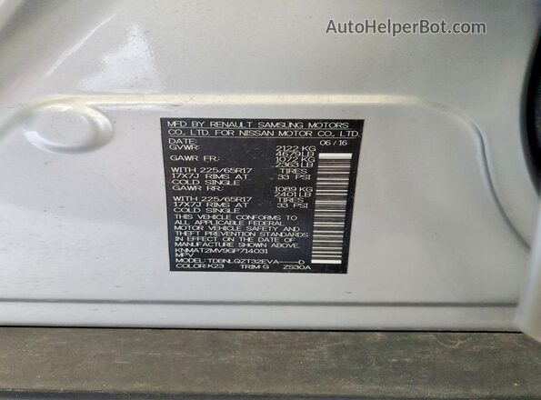 KNMAT2MV9GP714031 2016 NISSAN ROGUE Silver 