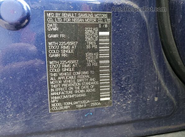 KNMAT2MV9HP514946 2017 NISSAN ROGUE Blue 