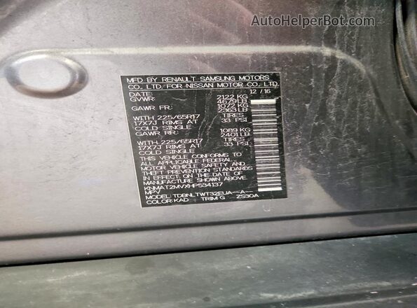 KNMAT2MVXHP534137 2017 NISSAN ROGUE Gray 