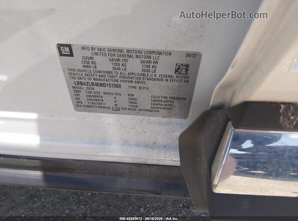 LRBAZLR40ND151968 2022 BUICK ENVISION White Вид підкапотного простору