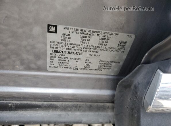 LRBAZLR43MD047442 2021 BUICK ENVISION Gray VIN sticker view