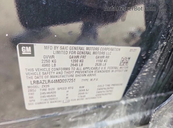 LRBAZLR44MD097251 2021 BUICK ENVISION Charcoal VIN sticker view
