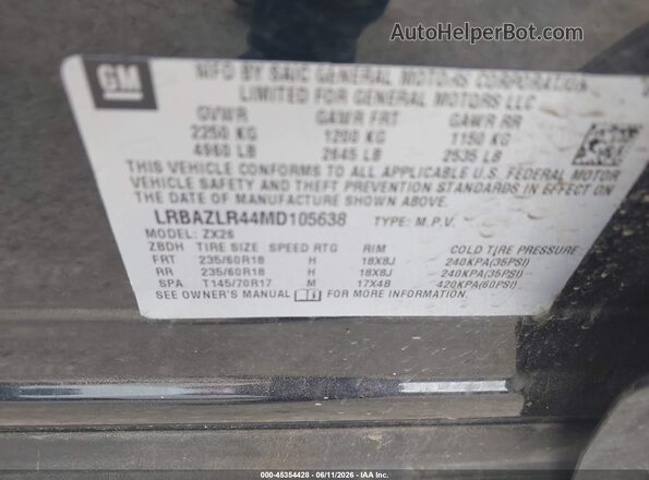 LRBAZLR44MD105638 2021 BUICK ENVISION Black Շարժիչի բաժամունքի տեսք