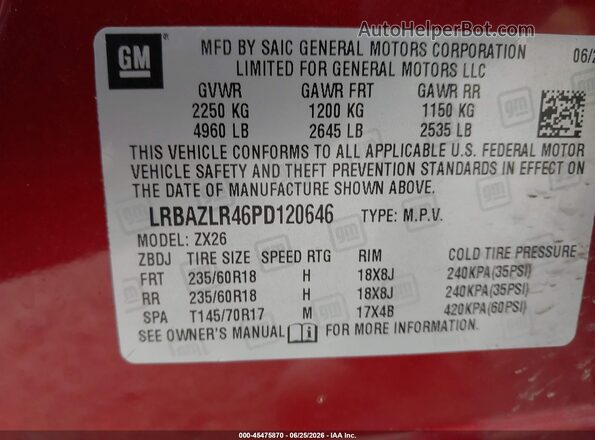 LRBAZLR46PD120646 2023 BUICK ENVISION Red Widok komory silnika