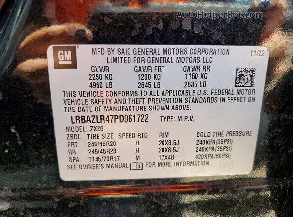 LRBAZLR47PD061722 2023 BUICK ENVISION Black VIN sticker view