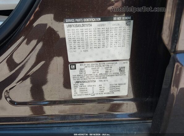 LRBFX2SA5LD079734 2020 BUICK ENVISION Brown Engine compartment view