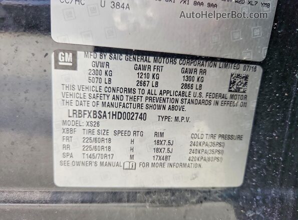 LRBFXBSA1HD002740 2017 BUICK ENVISION Black სალონის 360-გრადუსიანი ხედი