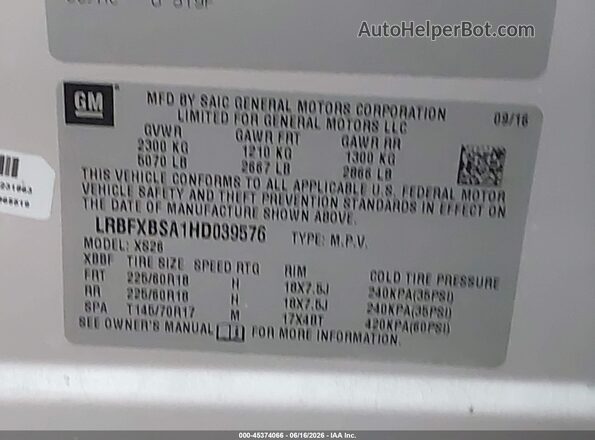 LRBFXBSA1HD039576 2017 BUICK ENVISION Silver Engine compartment view