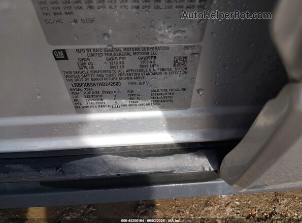 LRBFXBSA1HD242600 2017 BUICK ENVISION Silver Engine compartment view