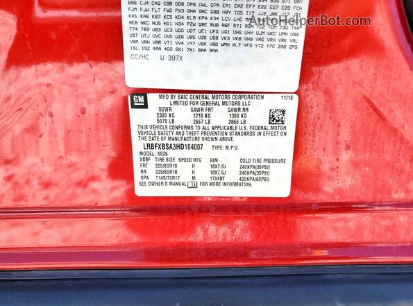 LRBFXBSA3HD104007 2017 BUICK ENVISION Maroon Widok wnętrza 360 stopni