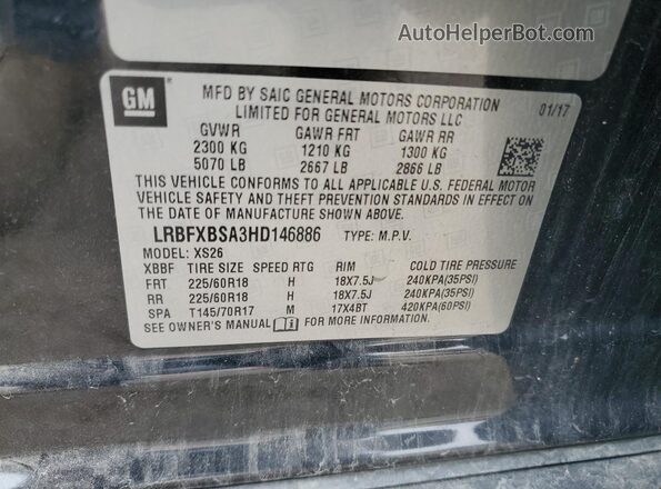 LRBFXBSA3HD146886 2017 BUICK ENVISION Black 360 interior view