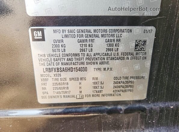 LRBFXBSA6HD154030 2017 BUICK ENVISION Black VIN sticker view