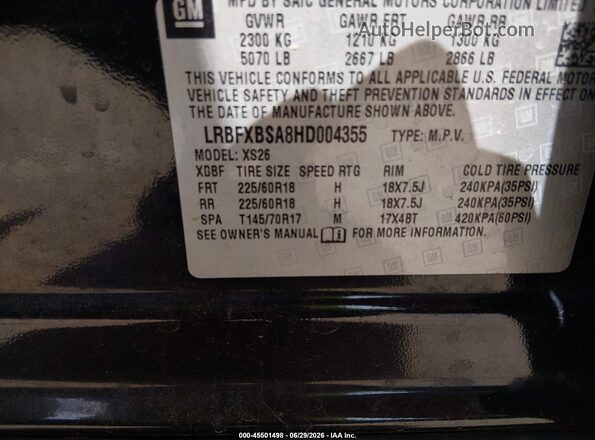 LRBFXBSA8HD004355 2017 BUICK ENVISION Black Engine compartment view