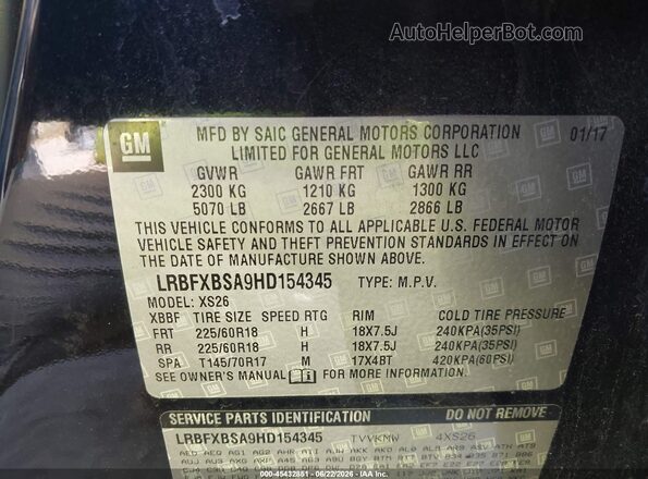 LRBFXBSA9HD154345 2017 BUICK ENVISION Black ძრავის განყოფილების ხედი