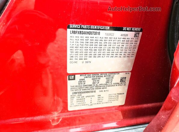 LRBFXBSAXHD073516 2017 BUICK ENVISION Burgundy Vista del compartimento del motor