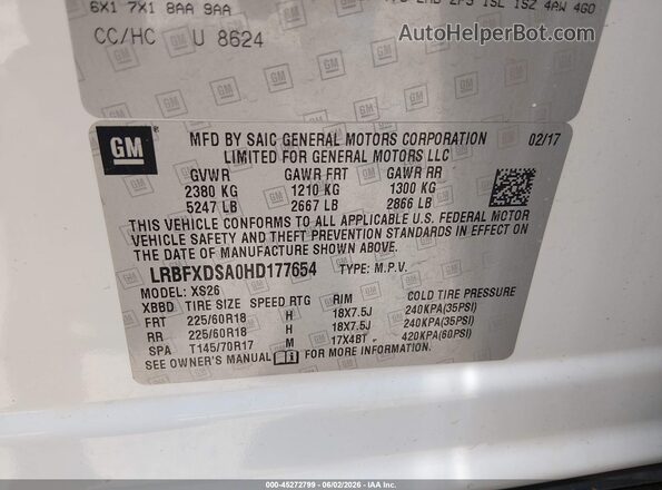 LRBFXDSA0HD177654 2017 BUICK ENVISION White Engine compartment view