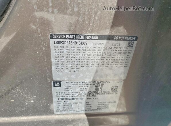 LRBFXDSA8HD164389 2017 BUICK ENVISION Gray VIN sticker view