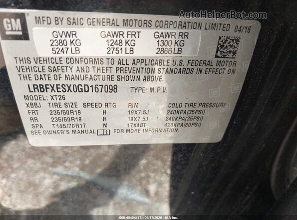 LRBFXESX0GD167098 2016 BUICK ENVISION Black Engine compartment view