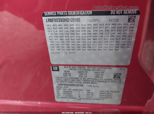 LRBFXESX6HD129165 2017 BUICK ENVISION Red Engine compartment view