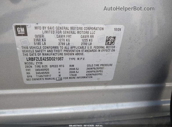 LRBFZLE42SD021987 2025 BUICK ENVISION Silver Engine compartment view