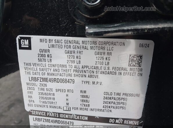 LRBFZME49RD068479 2024 BUICK ENVISION Black Widok komory silnika