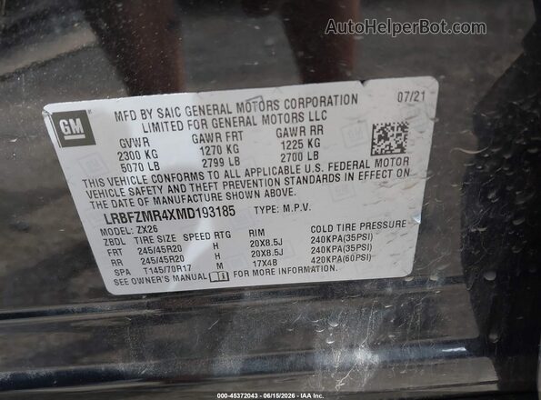 LRBFZMR4XMD193185 2021 BUICK ENVISION Черный Вид подкапотного пространства