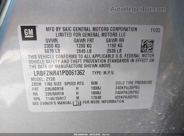 LRBFZNR41PD061362 2023 BUICK ENVISION Серебряный Вид подкапотного пространства