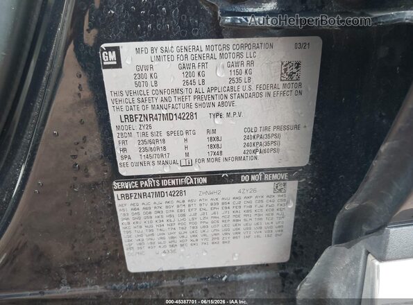 LRBFZNR47MD142281 2021 BUICK ENVISION Black Widok komory silnika