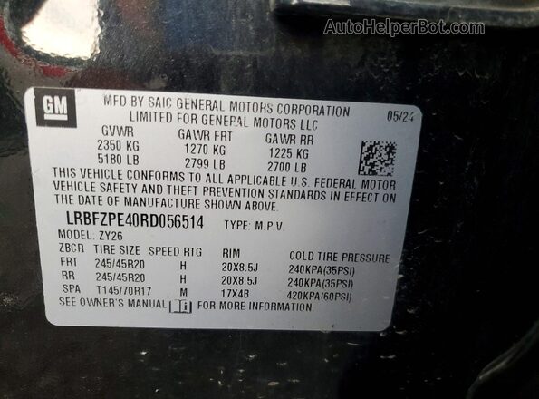 LRBFZPE40RD056514 2024 BUICK ENVISION Black VIN կոդի պիտակի տեսք