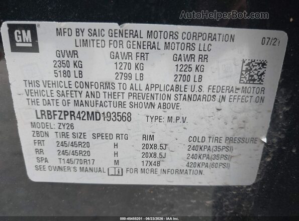 LRBFZPR42MD193568 2021 BUICK ENVISION Black Вид підкапотного простору