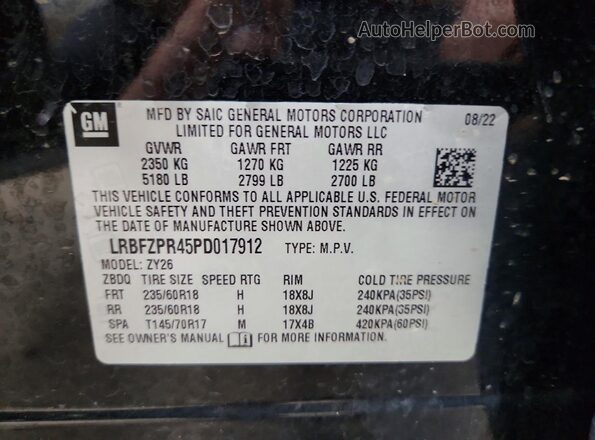 LRBFZPR45PD017912 2023 BUICK ENVISION Black 360 interior view